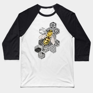 Golden Honey Bee Doodle -white Baseball T-Shirt